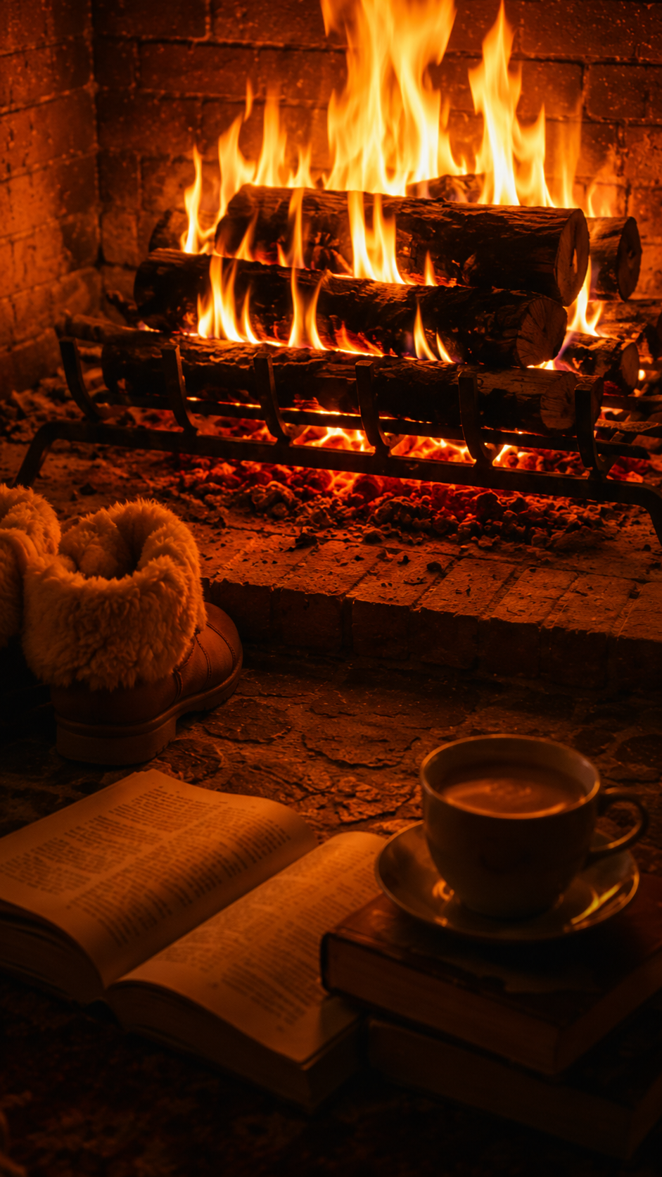 A warm fireplace