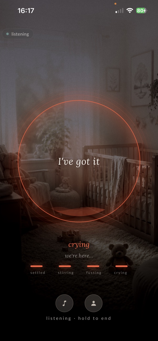 SleepySleep listening vigil — I've got it, a cry in the nursery